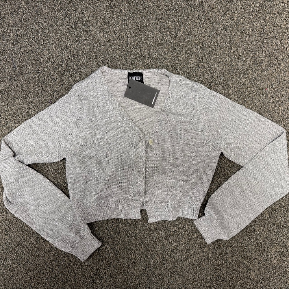 NWT Katie J NYC Silver Angelica Cardigan